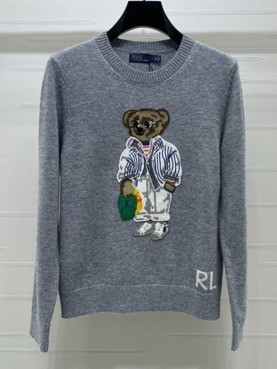 Sweaters - Polo Ralph Lauren Grey Polo Bear Crewneck Sweater